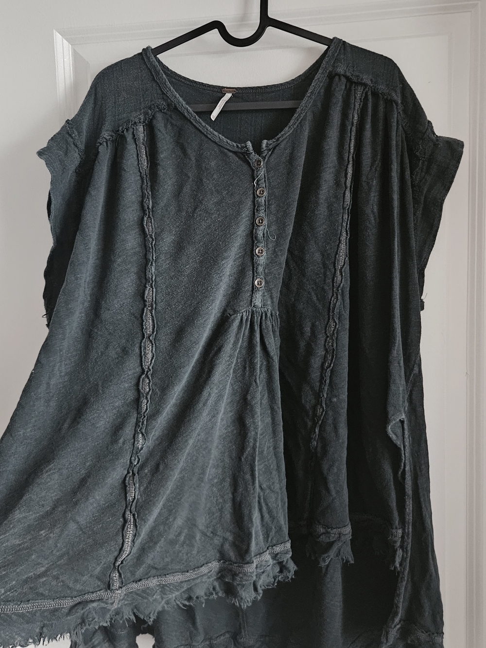 Free People Washed Black Button-Front Tunic